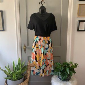Ava and Viv Pleated Midi Skirt Multicolor